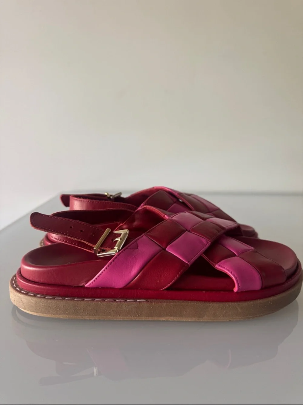 ALOHAS Marshmallow Scacchi Sandal Lipstick Red Magenta Size EU 39 - Picture 6 of 12